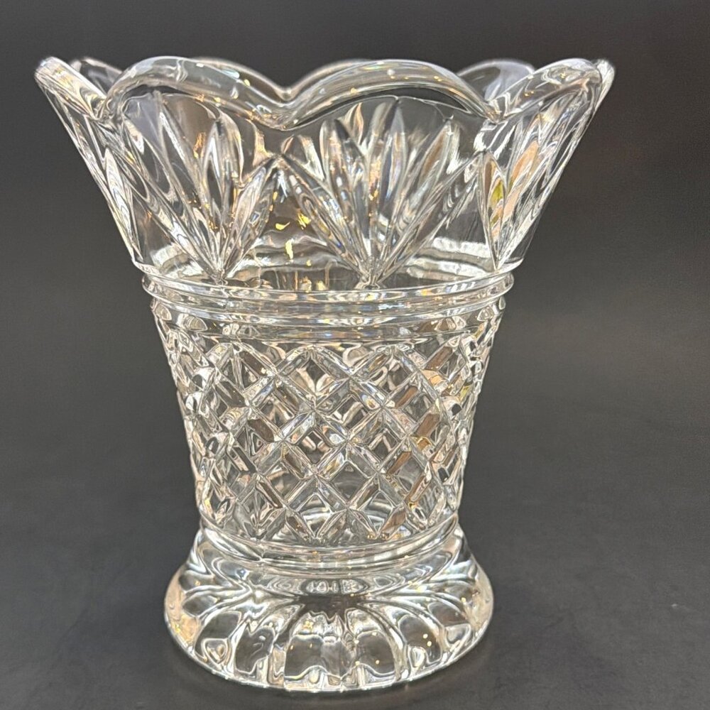 Vintage Marquis Waterford Lead Crystal Vase Pineapple Fan Welcome Pattern GIFT
